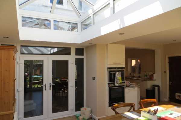 Dining area with view of new roof lantern